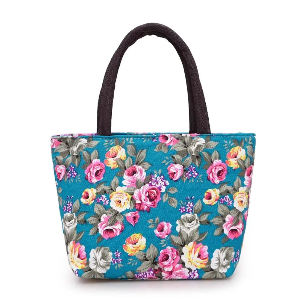 Durable Floral Canvas Tote – Cute Casual Bucket Shoulder Bag for Women
