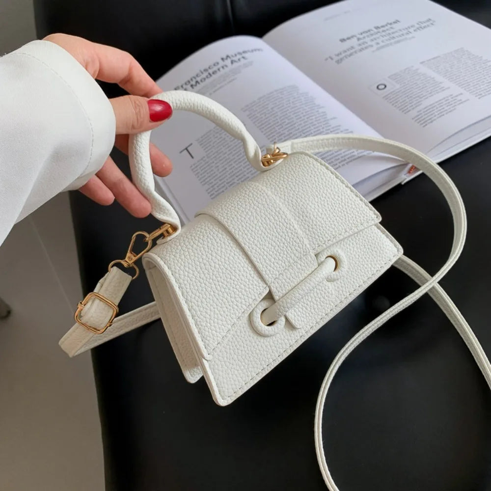 Solid Color Leather Bag – Stylish Hand-Carry & Messenger Mini Bag