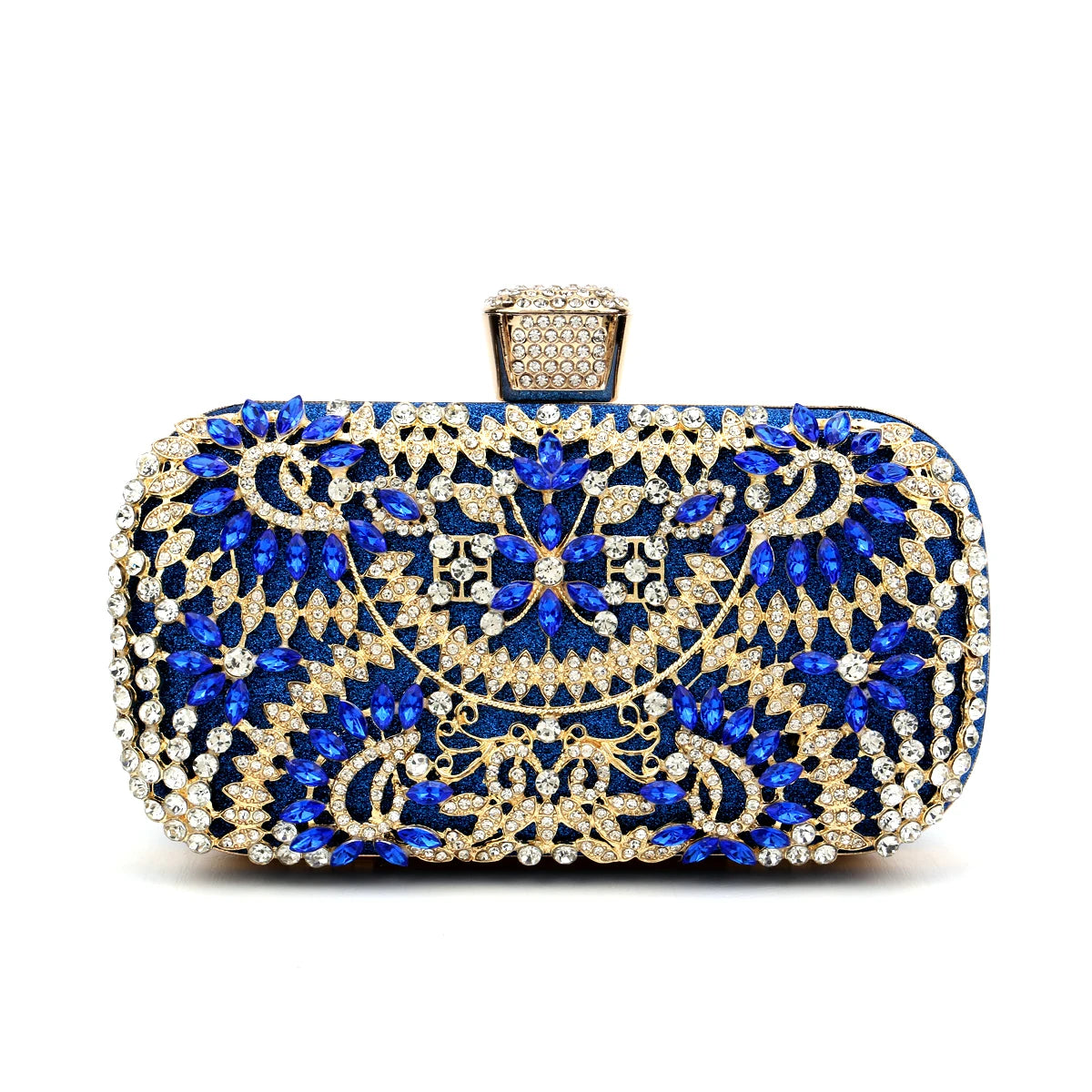 Golden Diamond Clutch – Small Wedding & Party Bag with Chain and Metal Handle