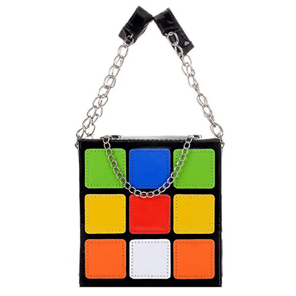 Chic Cubic Box Bag – Designer Leather Chain Tote for Women