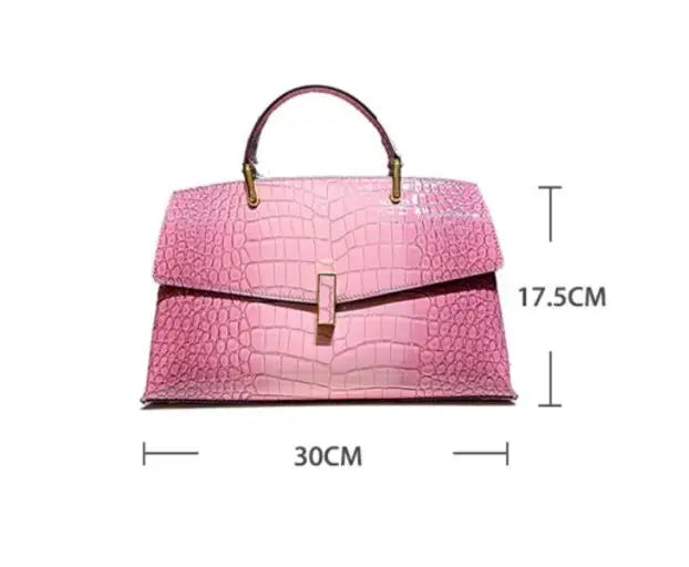 Luxury Crocodile Pattern Shell Bag – Women’s Fashion Top Handle & Crossbody Handbag
