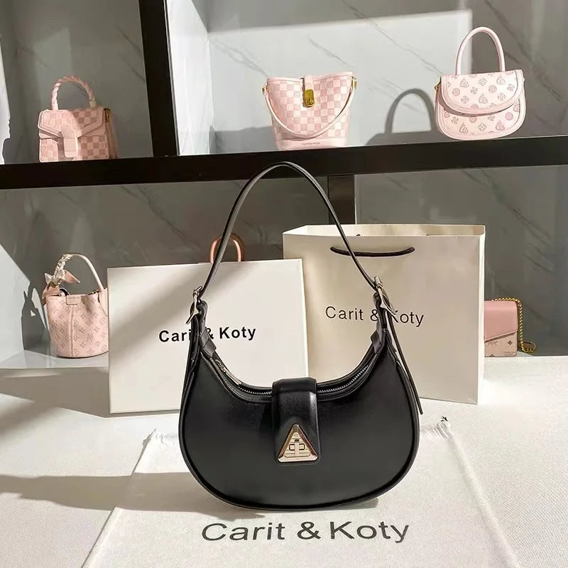 Textured Leather Moon Bag – High-Quality Fashion Shoulder & Underarm Purse for Women