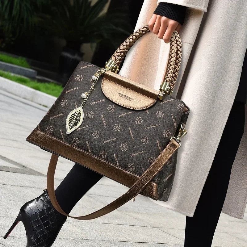 Vintage Logo Shopper – Fashionable Large-Capacity Leather Crossbody Bag