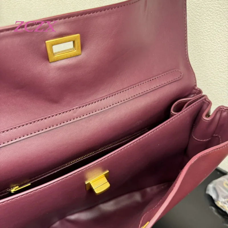 Genuine Leather Shoulder Bag – Fashionable Large-Capacity Armpit Handbag for Women