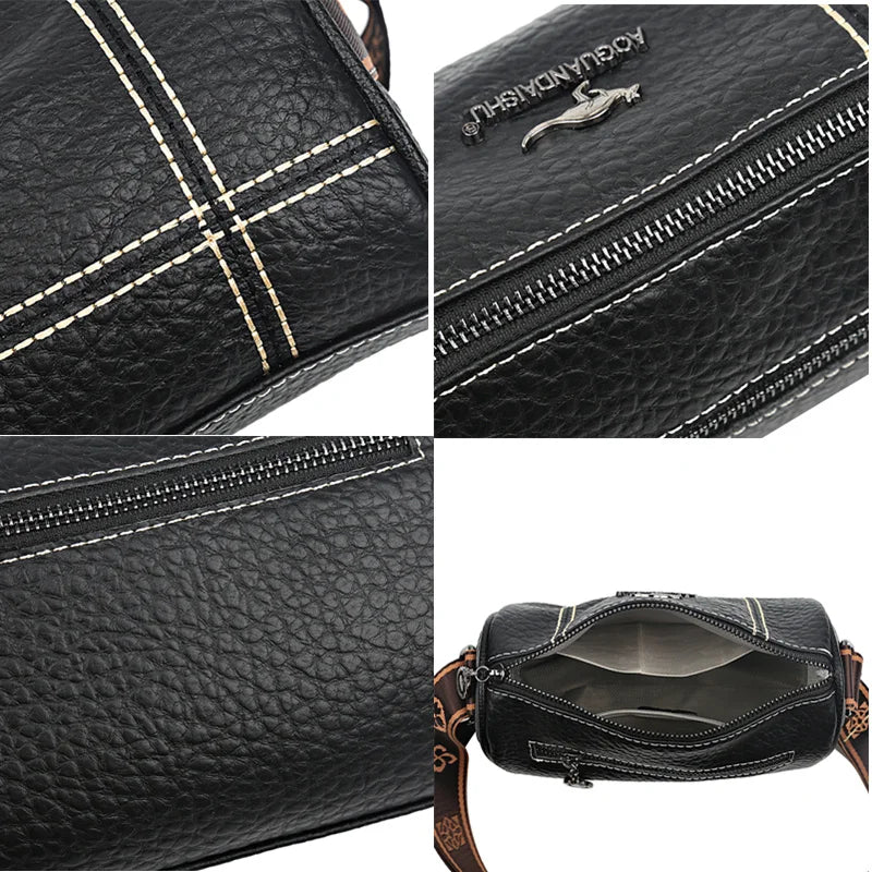 Genuine Leather Crossbody Tote – High-Quality Solid Color Shoulder Bag for Women