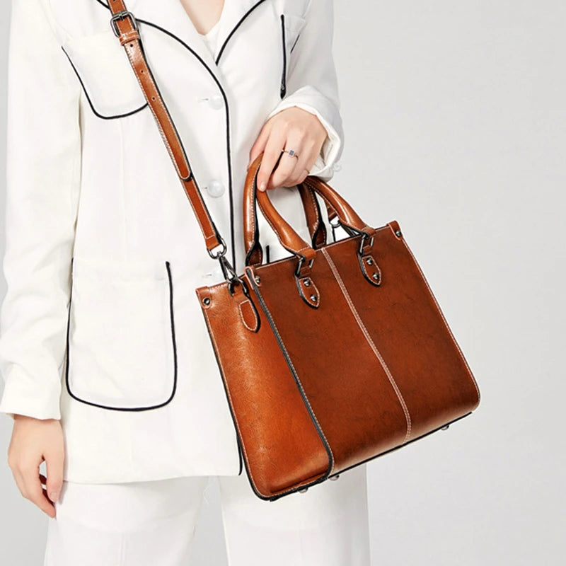 Luxury Top Handle Bag – Cowhide Leather, Timeless Style