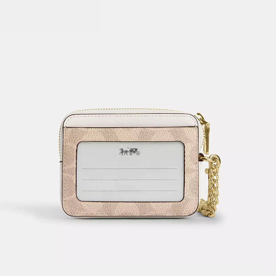 Mini Canvas Wallet – Women’s Zip Card Case with Chain Strap