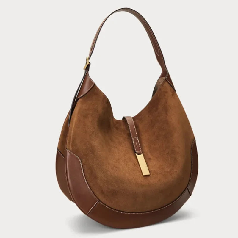 Chic Ruffle Dumpling Bag – Trendy Chamois Leather Underarm & Moon Tote for Women