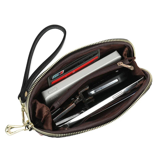 Printed Mini Handbag – Vintage Designer Wrist Bag with Phone & Coin Pocket