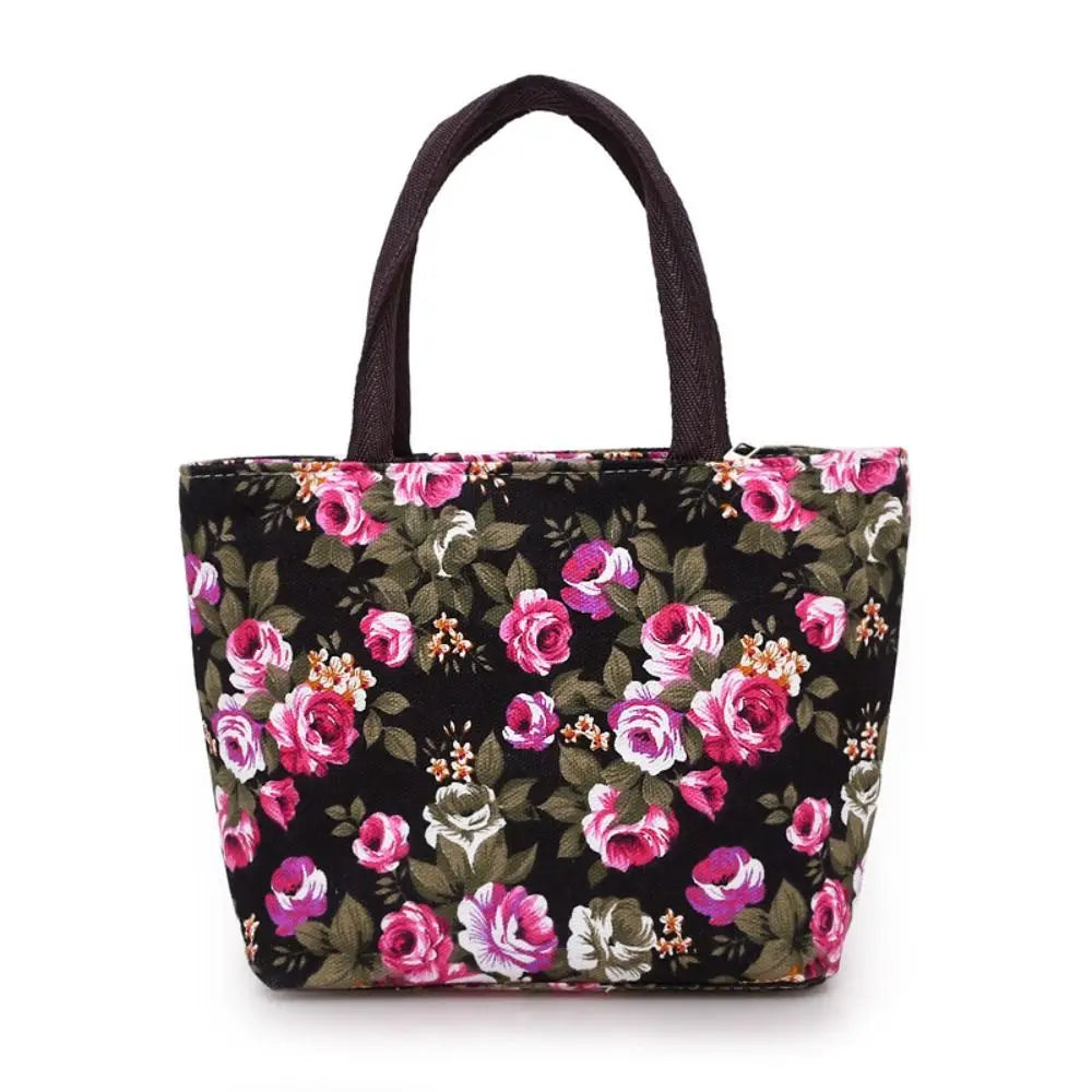 Durable Floral Canvas Tote – Cute Casual Bucket Shoulder Bag for Women