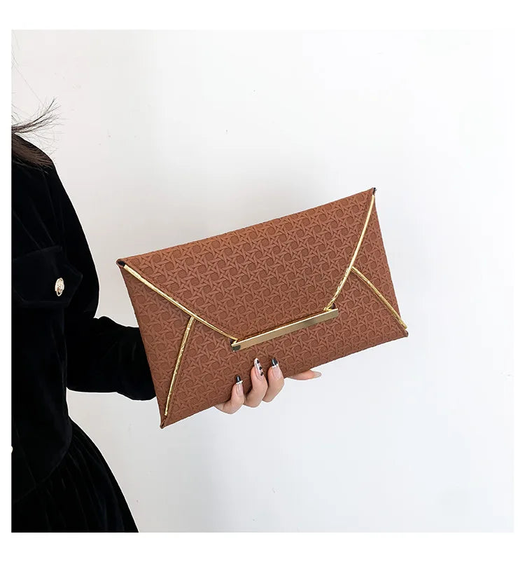 Leather Envelope Clutch – Solid Color Evening & Wedding Purse for Women