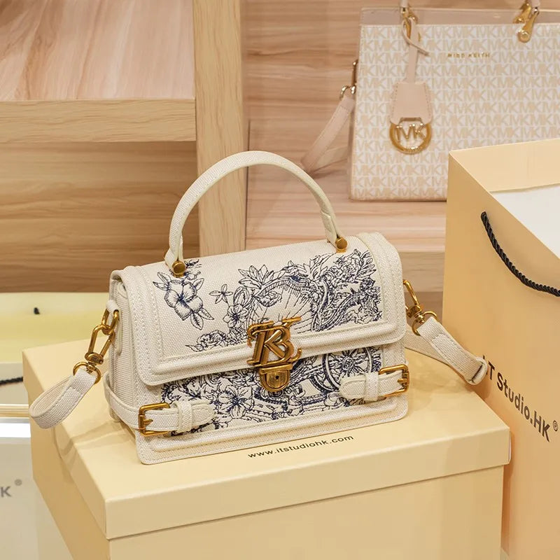 Embroidered Square Handbag – High-End Textured Summer Shoulder & Crossbody Bag for Women