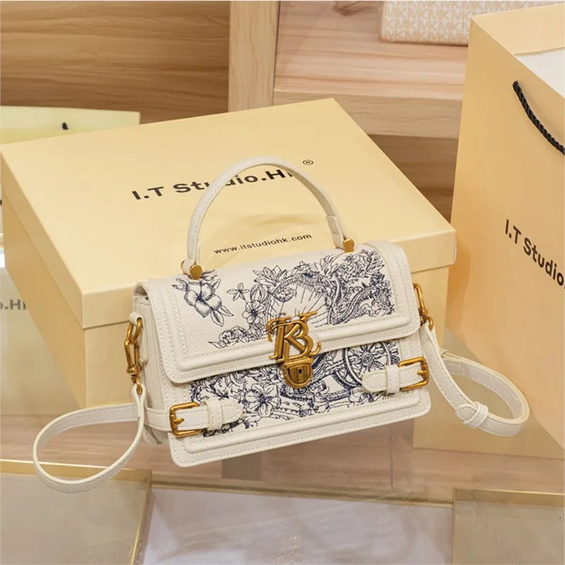 Embroidered Square Handbag – High-End Textured Summer Shoulder & Crossbody Bag for Women
