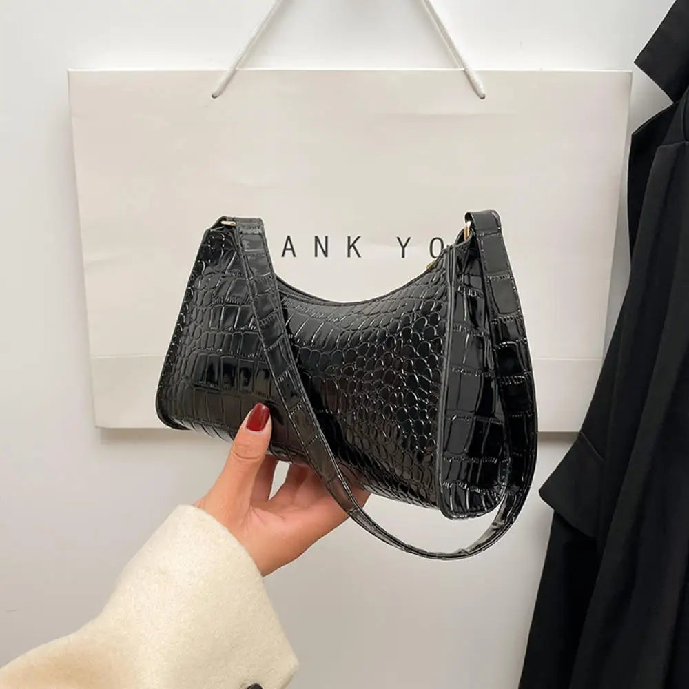 Black Shoulder Bag – Trendy Small Handle Crossbody & Clutch Purse for Women