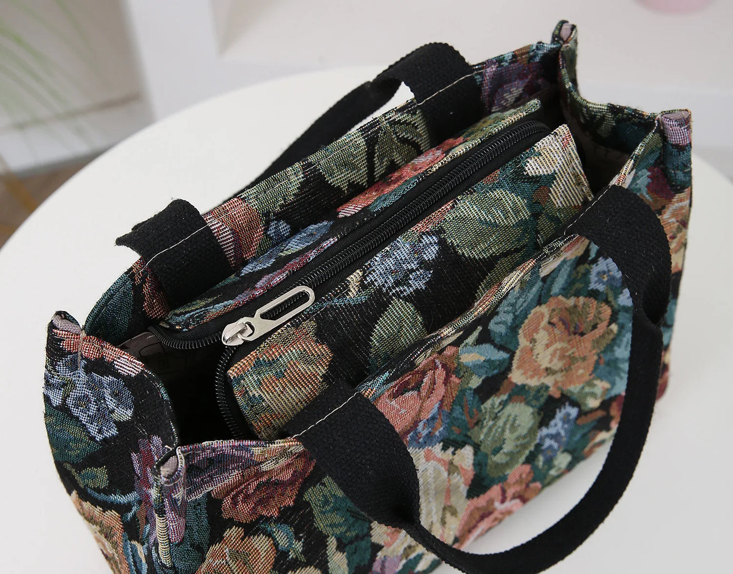 Floral Print Heavy Canvas Tote – High-Capacity Fashion Bag for Work & All Occasions