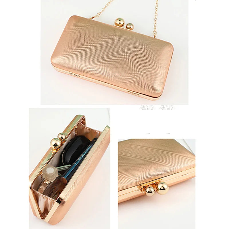Champagne Leather Evening Clutch