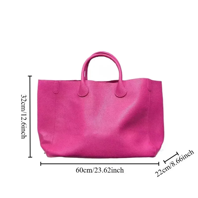 Oversized Vegan Leather Handbag – Simple, Versatile & Large-Capacity Shopping Tote for Women