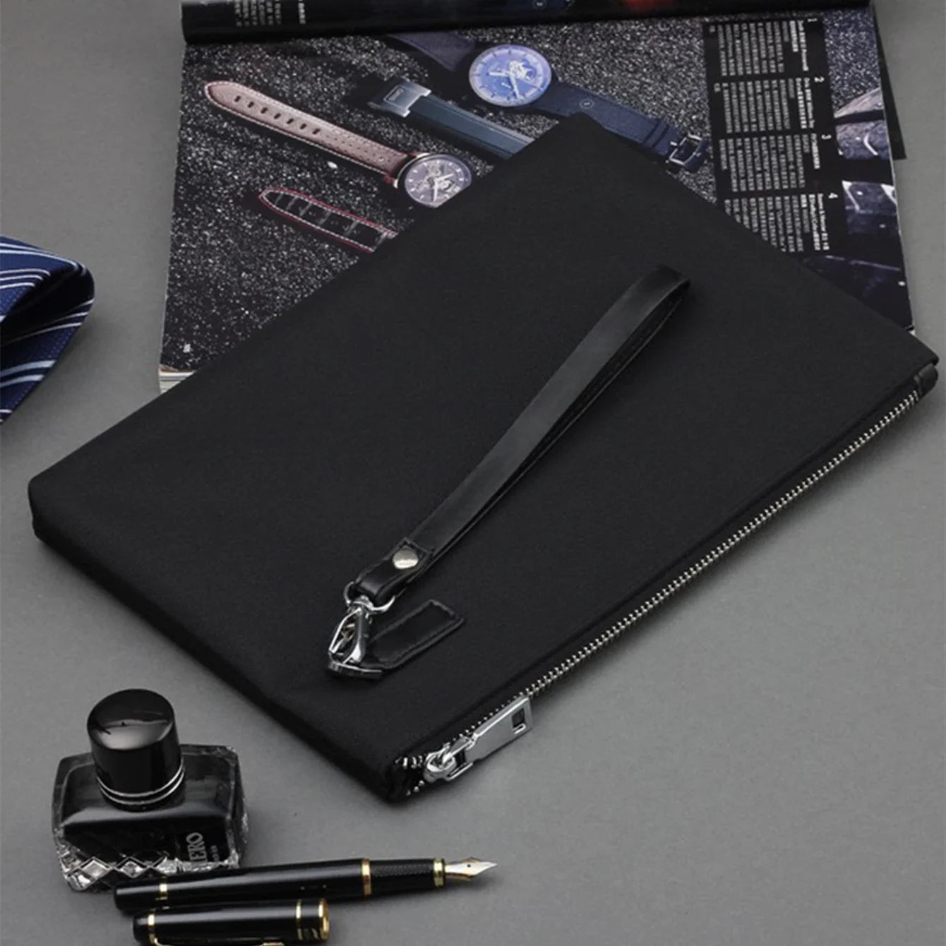 Slim Business Clutch – Men’s Portable Zipper Wristlet Handheld Bag
