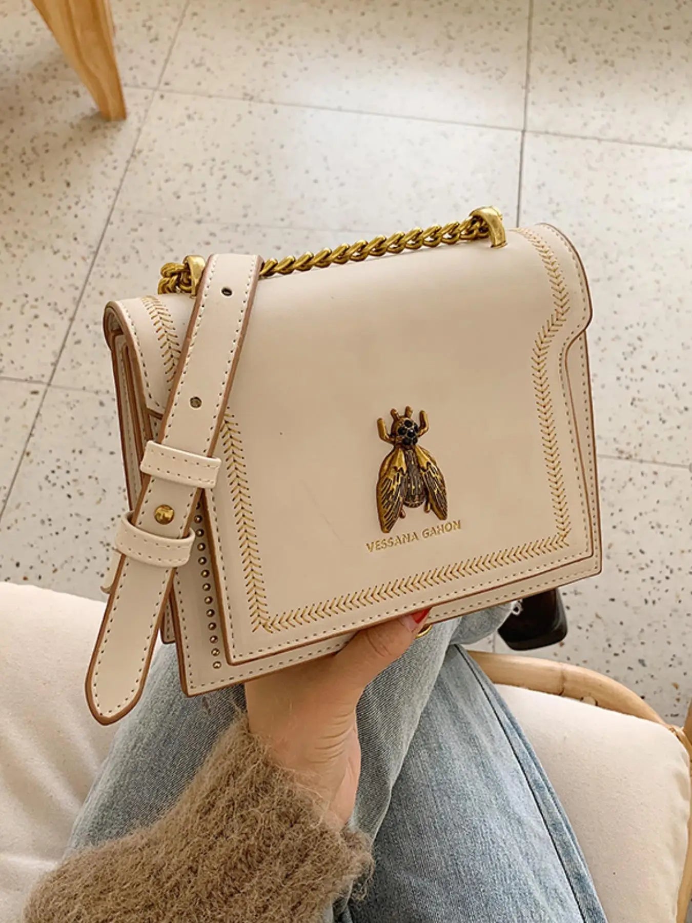 Trendy Flap Square Bag – Women’s Faux Leather Crossbody with Chain Detail