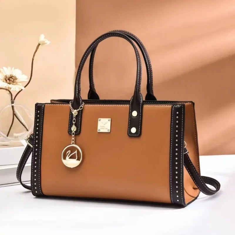 Luxury Leather Designer Tote – Large Capacity Crossbody Handbag for Women