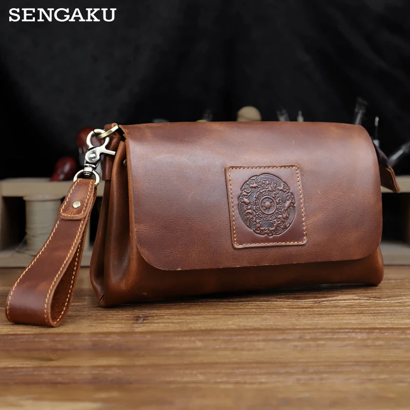 Genuine Cowhide Leather Clutch – Men’s Long Wallet & Passport Organizer