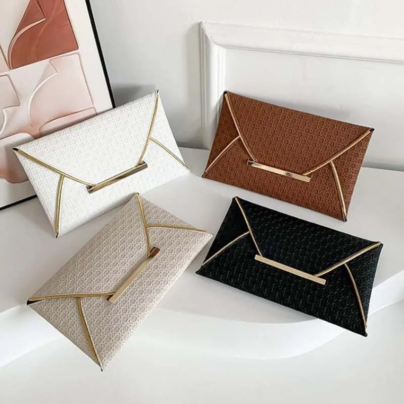 Leather Envelope Clutch – Solid Color Evening & Wedding Purse for Women