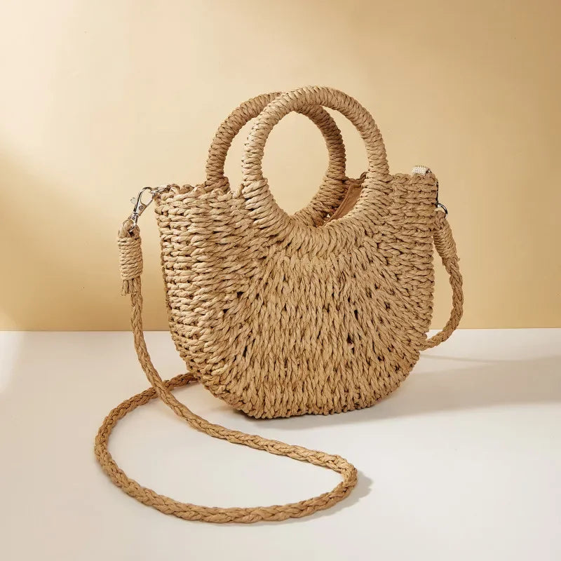 Half-Moon Rattan Crossbody – Summer Style