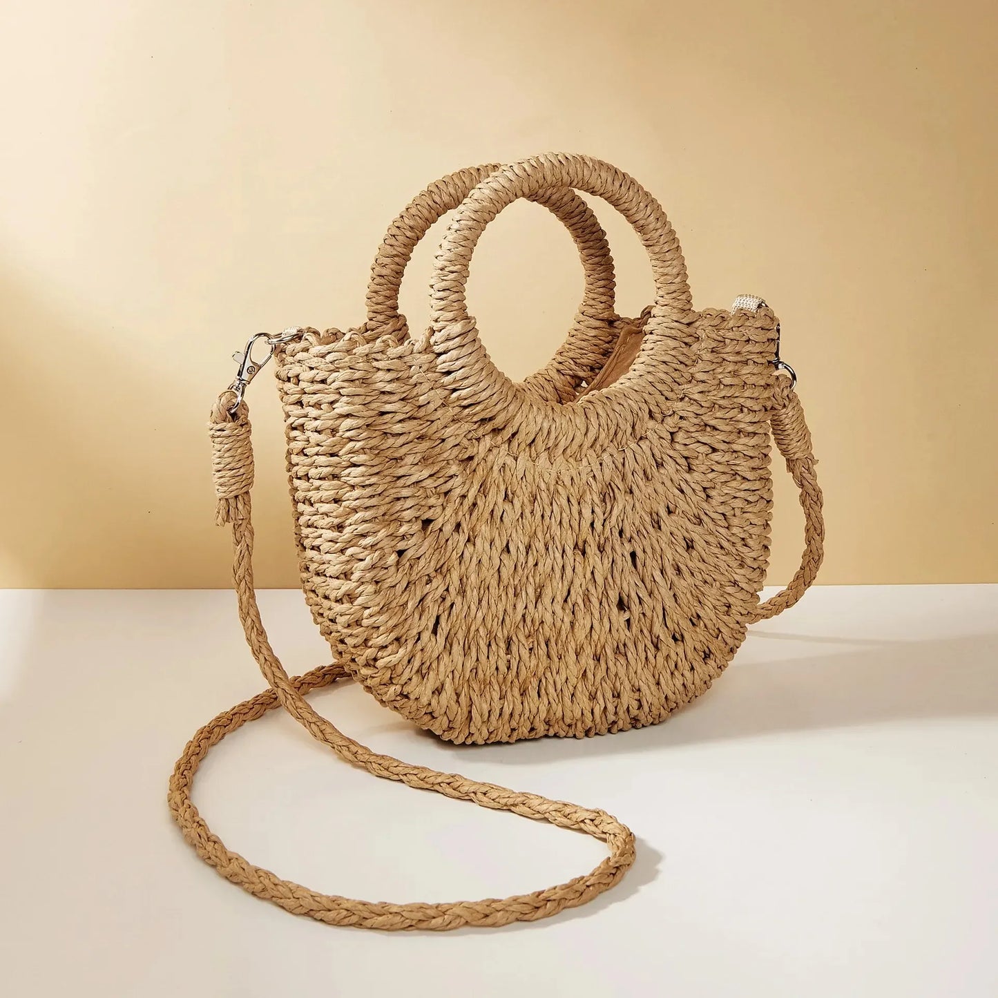 Half-Moon Rattan Crossbody – Summer Style