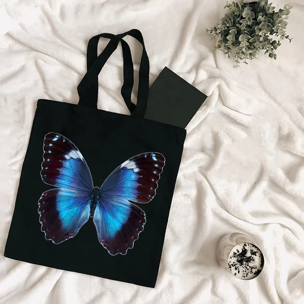 Butterfly Print Canvas Tote – Foldable, Reusable & Stylish
