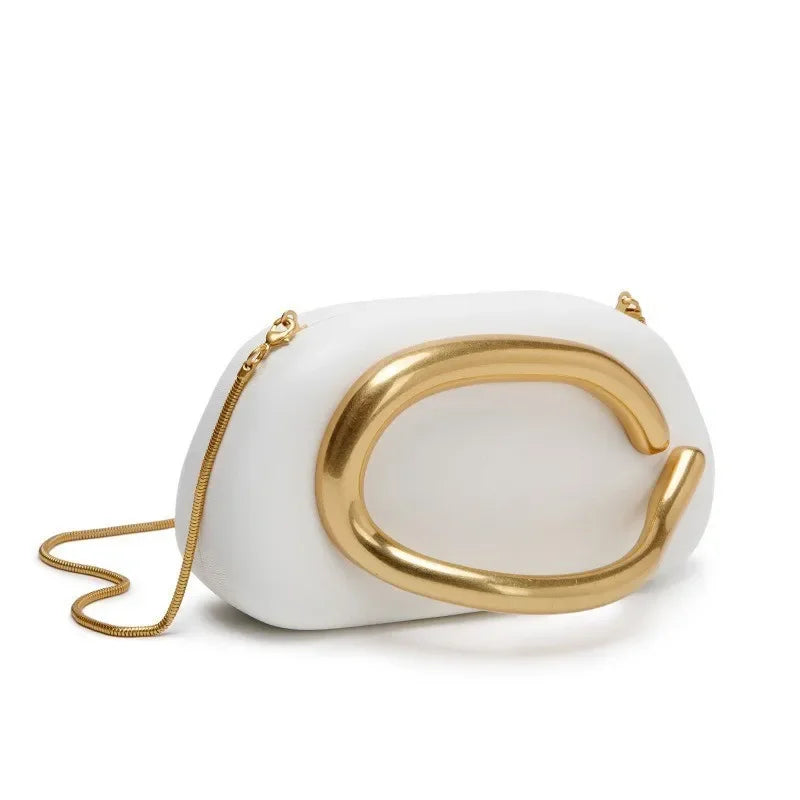 Leather Box Bag – Metal Detail Crossbody & Evening Clutch for Women