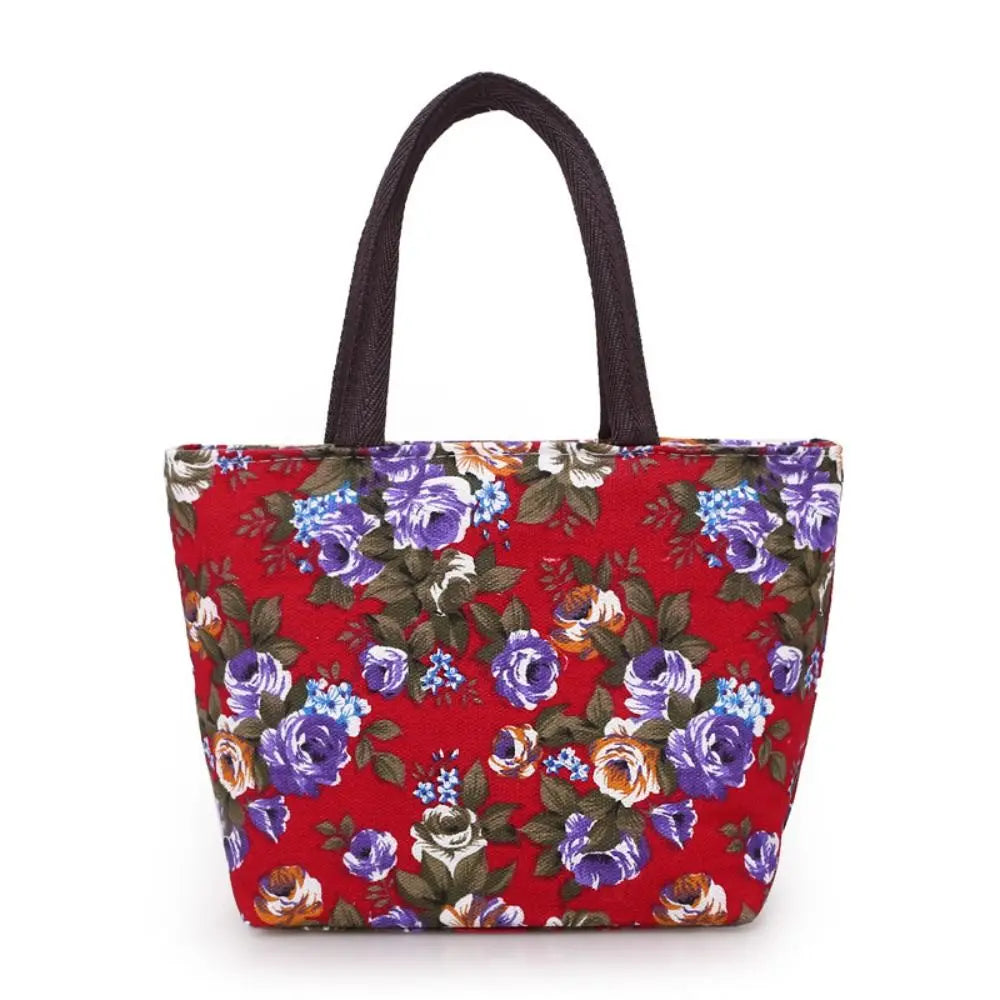 Durable Floral Canvas Tote – Cute Casual Bucket Shoulder Bag for Women
