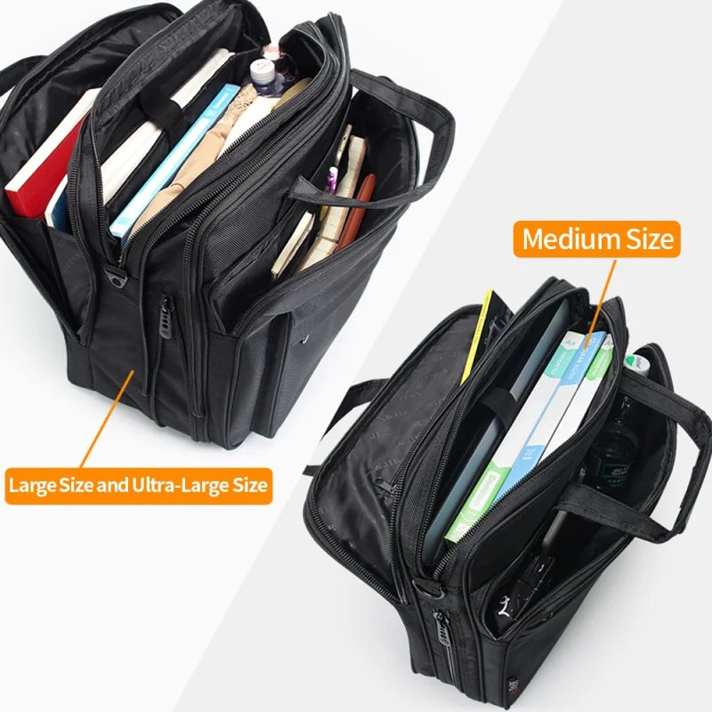 Men’s Canvas Laptop Briefcase – Large Capacity Business Bag for 15.6"–19" Devices