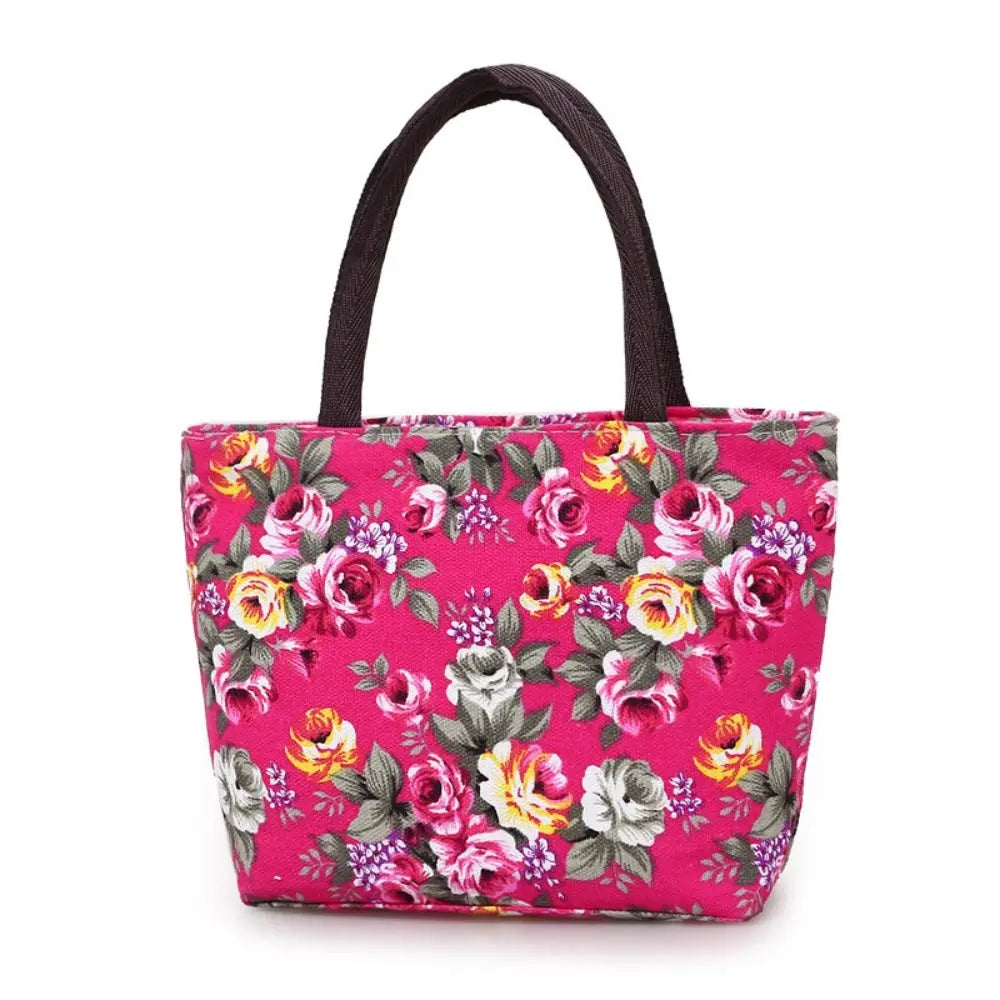 Durable Floral Canvas Tote – Cute Casual Bucket Shoulder Bag for Women