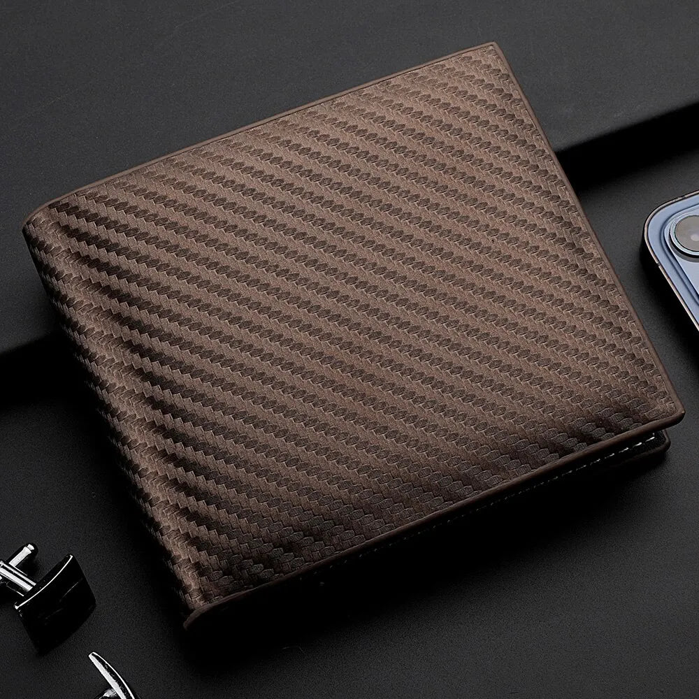 Carbon Fiber Short Wallet – Men’s Card Holder with Integrated Zipper Coin Pocket