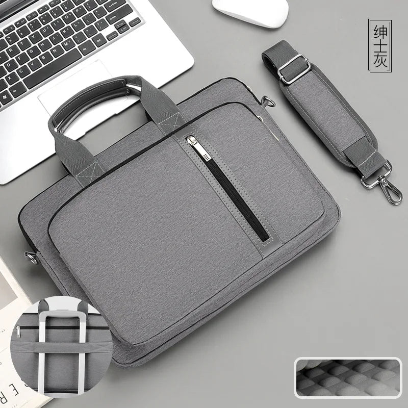 Double-walled shock-resistant water laptop bag carrying shoulder crossbody business briefcase