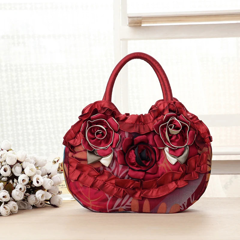 Korean Style Mommy Handbag – Solid Lace Zipper Tote for Women & Girls