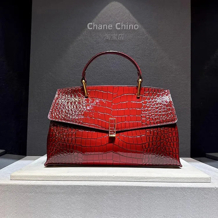 Luxury Crocodile Pattern Shell Bag – Women’s Fashion Top Handle & Crossbody Handbag