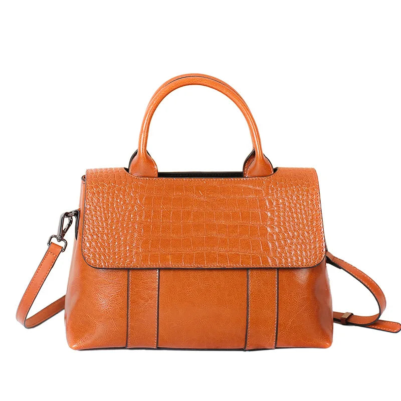 Genuine Cowhide Leather Tote – High-Quality Large Capacity Shoulder & Crossbody Bag for Women