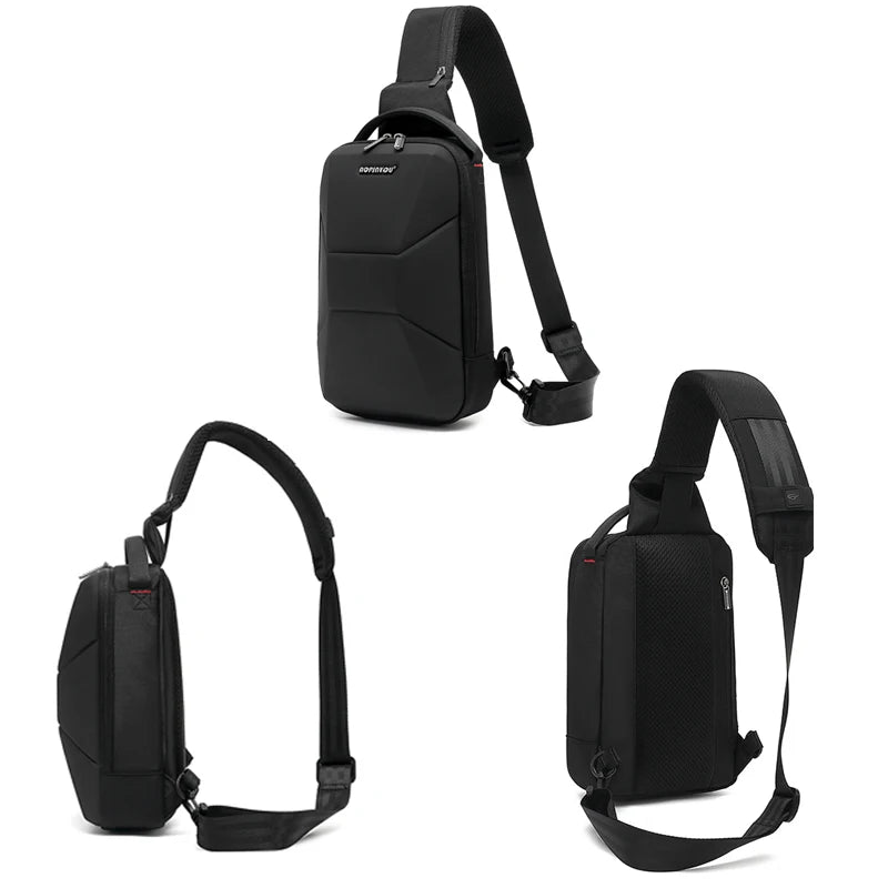 Hard Shell Chest Sling – Waterproof Travel Bag with USB Port