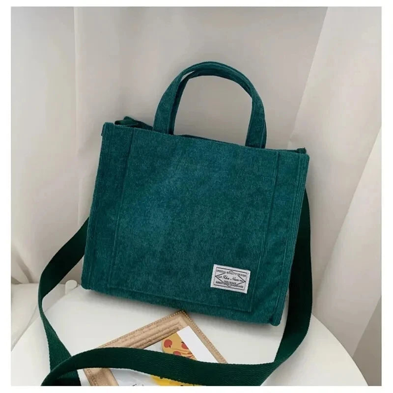 Fashionable Corduroy Shoulder Bag – Large Capacity