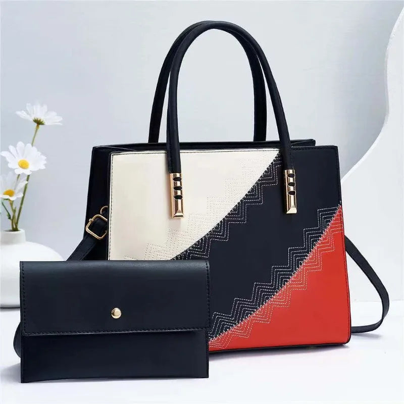 Elegant Spliced Messenger Tote – High-Quality Office Crossbody Shoulder Bag for Women