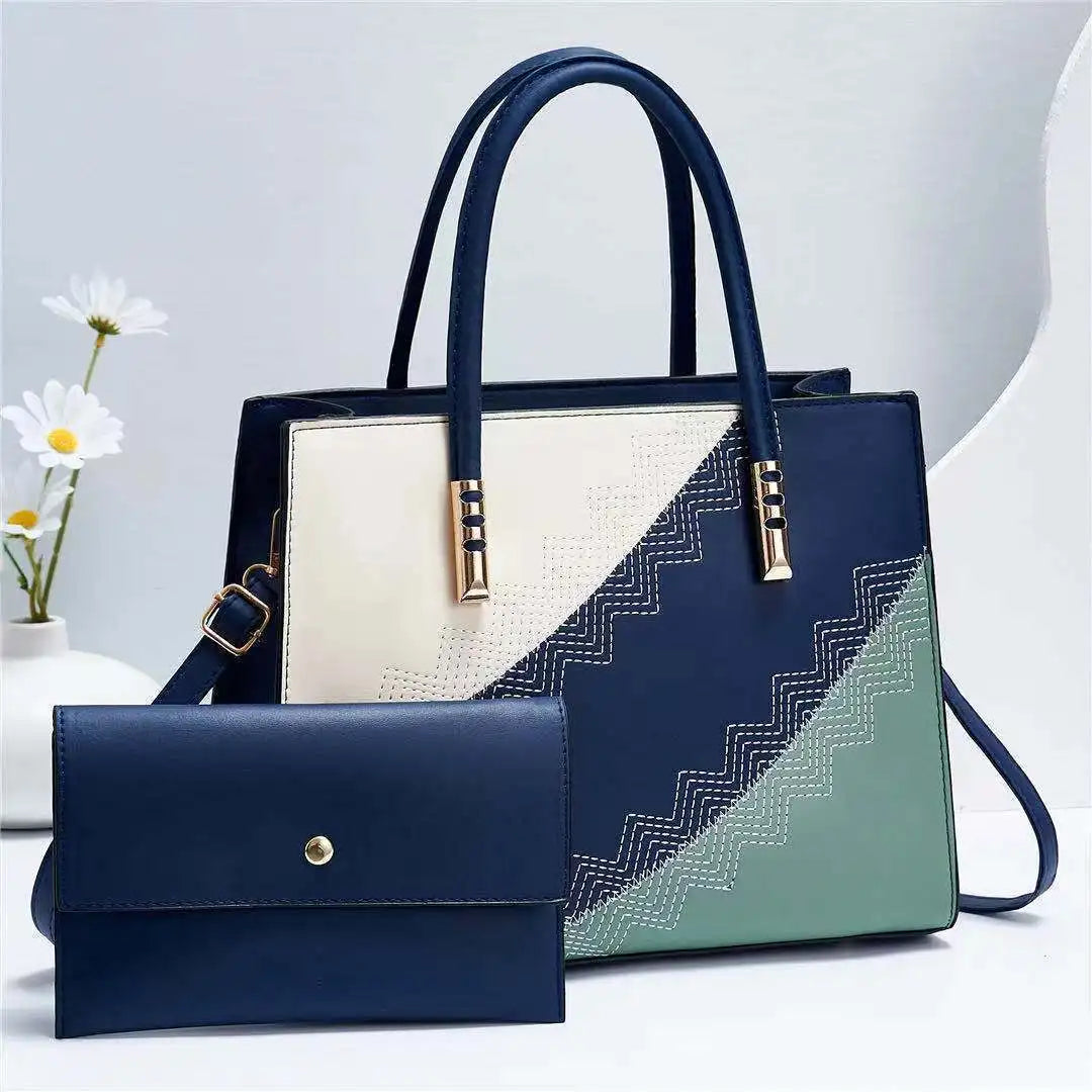 Elegant Spliced Messenger Tote – High-Quality Office Crossbody Shoulder Bag for Women