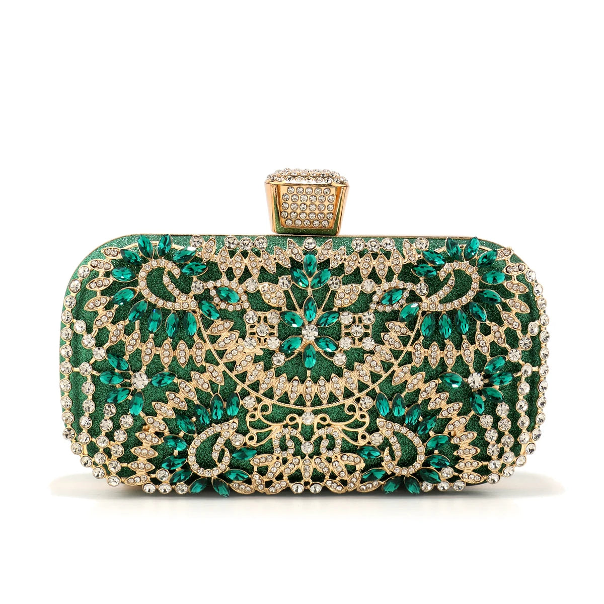 Golden Diamond Clutch – Small Wedding & Party Bag with Chain and Metal Handle