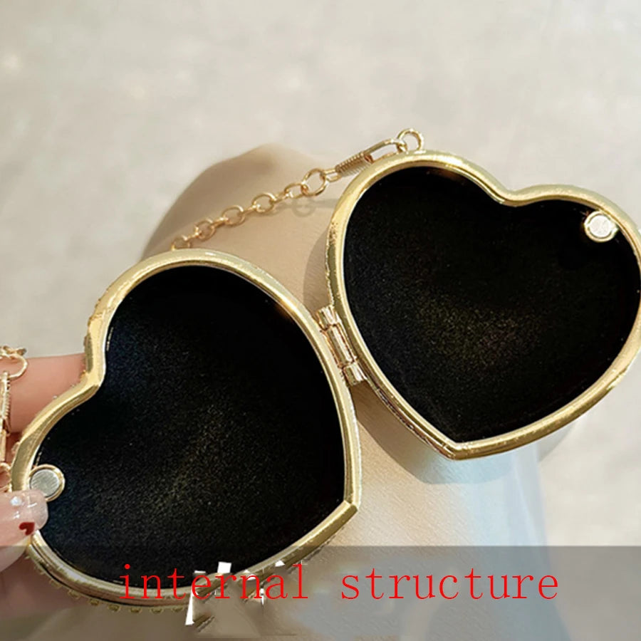 Luxury Heart-Shaped Diamond Bag – Mini Designer Shoulder Clutch for Banquets & Events