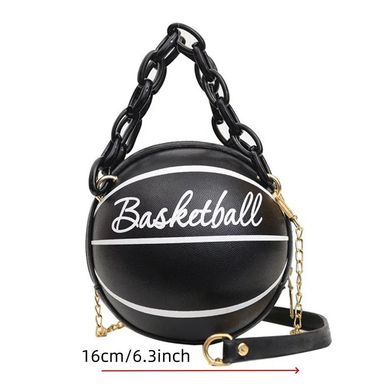 Pink Basketball Round Chain Crossbody Bag