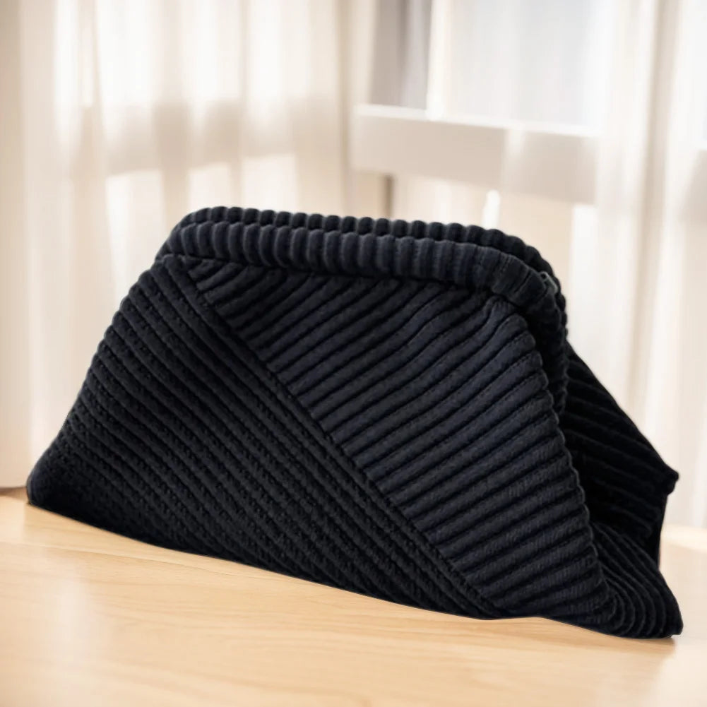Chic Corduroy Evening Clutch – Large Fashion Shoulder Bag with Chain Strap