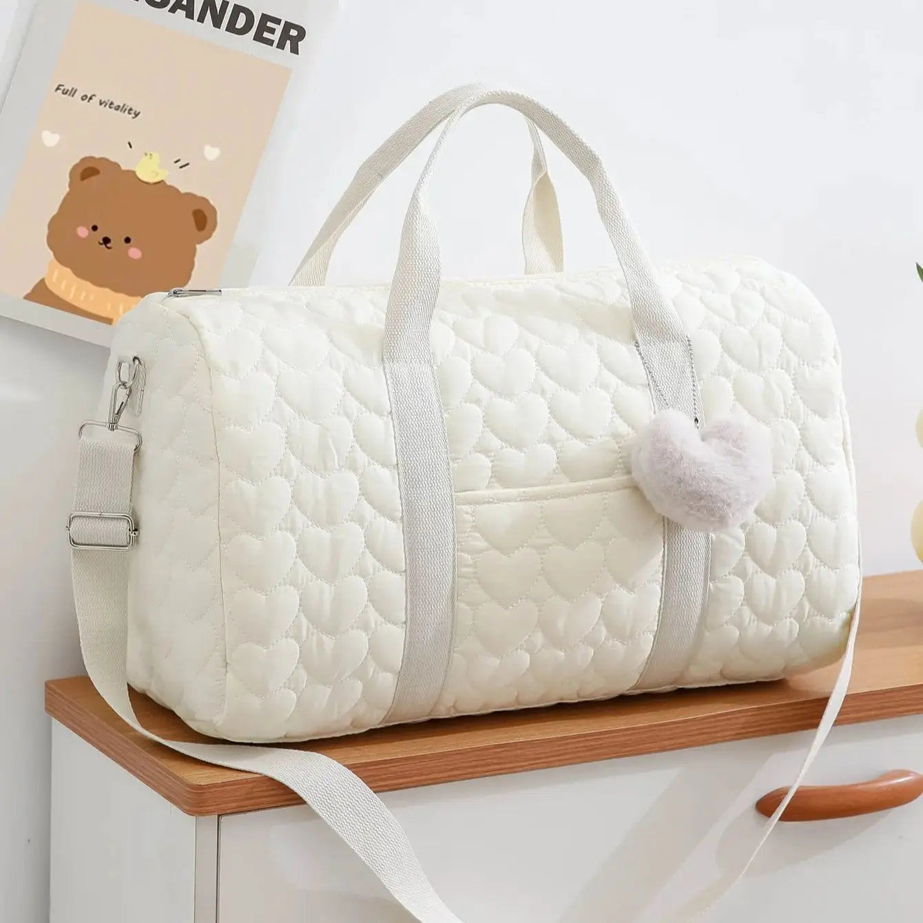 Quilted Mummy Diaper Bag – Embroidered Shoulder Organizer for Stroller & Baby Care