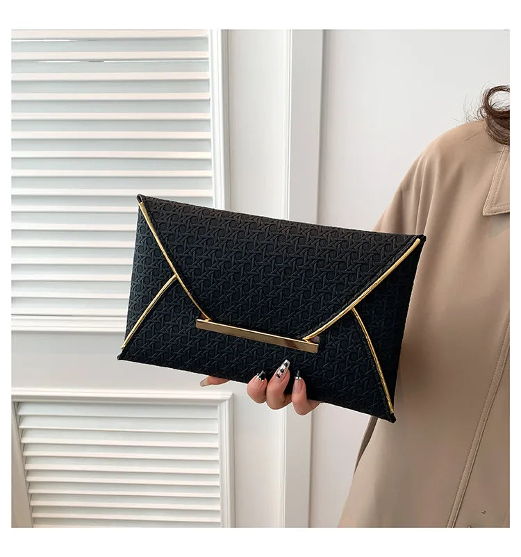 Leather Envelope Clutch – Solid Color Evening & Wedding Purse for Women