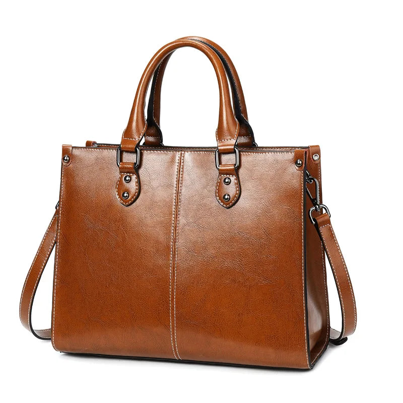Luxury Top Handle Bag – Cowhide Leather, Timeless Style