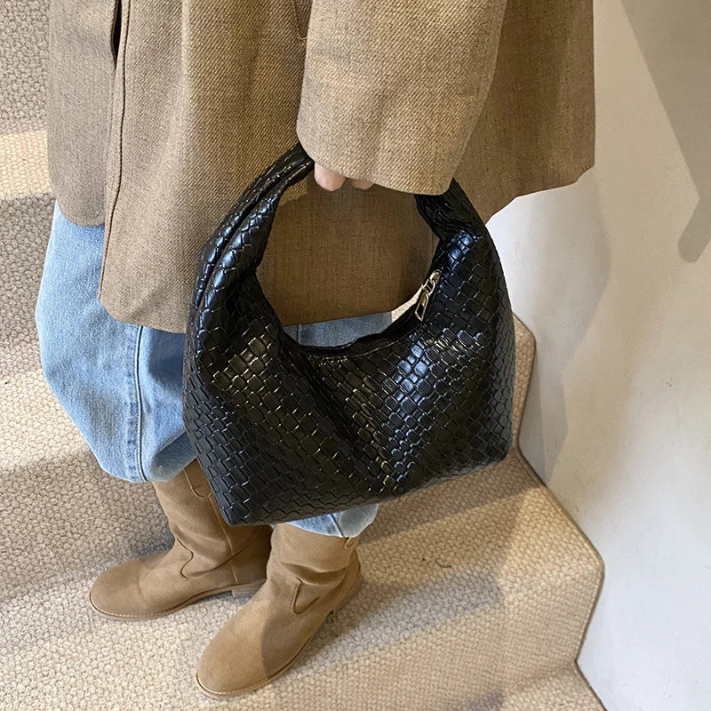 Soft Embossed Top-Handle Shoulder Bag